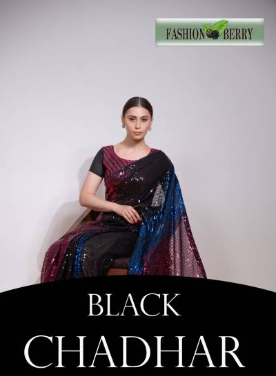 BLACK CHADHAR BY FASHION BERRY DESIGNER SAREE WHOLESALER IN INDIA